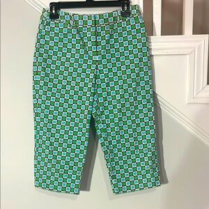 Talbots Green and Blue Patterned Stretch Capri Pants‎